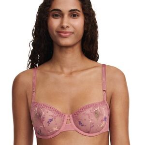 Floral Lace Pink Bra and Panty Set from Paris